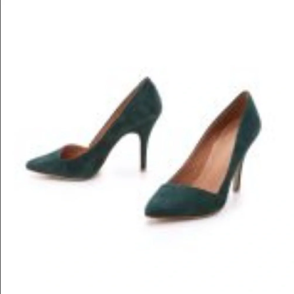 Madewell The Mira‎ Suede Point Toe Heels in Green Size 6